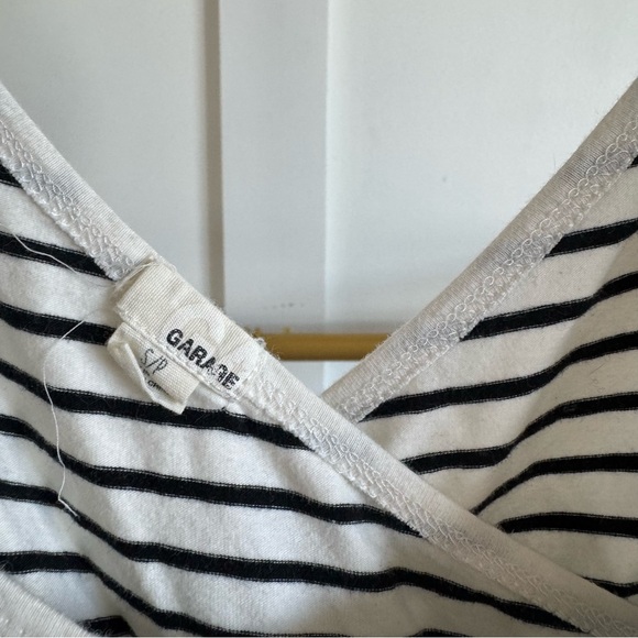 Garage Mini Dress Open Back Fit and Flare Black and White Stripes W Sz S - Picture 4 of 8